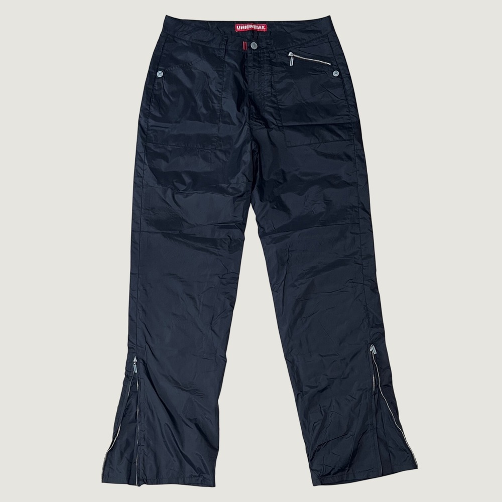 Y2K 2000s Unionbay Skater Cargo Utility Techwear Pants Black Ankle‎ Zip Size 9